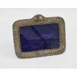 Victorian silver photograph frame by William Comyns, London 1900, blue velvet strut back, 17 x 14cm