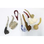 A collection of pipes to include a modern Meerschaum pipe, (7)