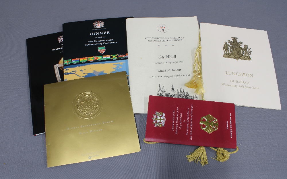 A collection of Guildhall Menus, events to include Luncheon to celebrate the 80th birthday of His