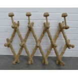 Early 20th century French wooden rack, expanding action, 58 x 27cm closed
