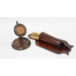 Mahogany wall taper stick holder 28cm long, and a mahogany pocket watch stand (2)