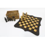 Chess board with pokerwork chess board, 31 x 31cm