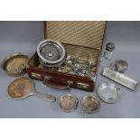 Collection of Epns and silver plated wares to include wine coasters, sugar castor, teaspoons, etc,