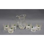 Set of six vintage Edinburgh Crystal whisky tumblers and a water jug (7)