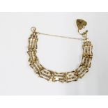 9ct gold gate link bracelet with heart shaped padlock , 8.5g