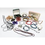 A collection of silver jewellery to include a chain with glass witches ball pendant, a Thomas Sabo