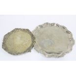 An Epns presentation salver, 36cm and another with foliate pattern (2)