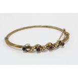 Late 19th / early 20th century 9ct gold amethyst and seed pearl bracelet, stamped 9ct