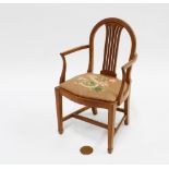 Miniature Hepplewhite style open armchair, 24 x 14cm.