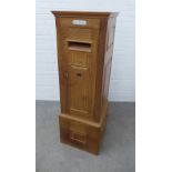 Floor standing mahogany country house hall posting box, flat top with panelled door and sides, 158 x