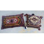 Two Persian carpet cushions. 74 x 47cm. (2)