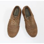 Pair of miniature pottery Brogues shoes (2) 12cm.