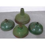 Four various enamel pendant light shades (4) largest 45cm