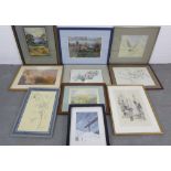 Collection of framed artworks to include watercolours and prints, etc (13)