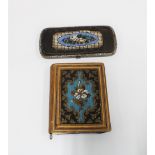 Victorian leather and beadwork notebook, with watered silk lining together with a leather and