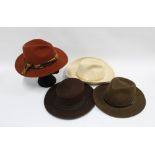 Four ladies felt hats to include a La Favorita, Madrid brown felt hat (4)