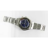 Gents Seiko Bell-Matic stainless steel wrist watch, day and date aperture, luminous hands, blue
