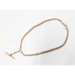 9ct rose gold watch chain with 9ct T-bar