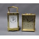 James Hardy brass cased mantle clock and another by the London Clock Company (2)