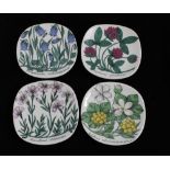 Arabia of Finland set of four floral patterned plates, designed by Esteri Tomula (4) 13cm wide.