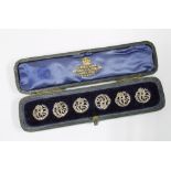 Cased set of six Art Nouveau silver buttons, James Deakin & Sons, Chester 1902 (6)