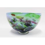 Adam Aaronson art glass bowl, signed and dated 1991, 15 x 26cm.