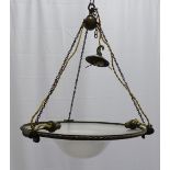 Late 19th / early 20th century opaque glass pendant light fitting 52 x 42cm