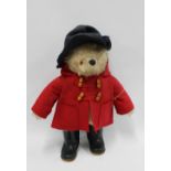 Paddington Bear, with red duffle coat and Dunlop Wellington boots, 46cm