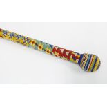 Zulu knobkerrie covered in bead work, 96cm