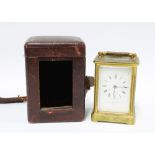 Alexander Guillaume, London, brass and glass panelled carriage clock, backplate and base stamped
