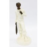 The Fisherman, Minton cream and bronze glazed figure, 25cm.