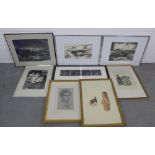 Collection of framed artworks to include watercolours and prints, etc (10)