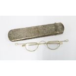 Victorian cased set of spectacles, Birmingham 1863, contained within and oval floral engraved