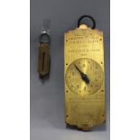 Salters No.60 brass scale, 30 x 11cm, and a smaller brass scale (2)
