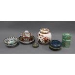 Masons Brown Velvet pattern ginger jar and cover, two cloisonné jars, chinoiserie hexagonal jar