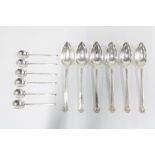 Set of six silver coffee spoons and a set of six silver grapefruit spoons, Sheffield 1944 (12)