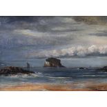 R. Rule, Bass Rock, oil on canvas, singed and dated 1883, gilt framed, 52 x 36cm