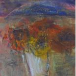 Catriona Mann RSW 'Sunflowers in Fabriano', mixed media, signed, framed under glass and inscribed