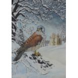 Morna Whyte 'Kestrel at Castle Fraser', watercolour, signed and darted '93, framed under glass, 36 x