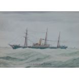 George Hamilton Hammon (1869-1960) SS Australasian leaving Sydney' watercolour, signed and framed