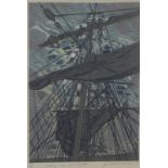 Richard DeMarco C.B.E (SCOTTISH B. 1930) 'Evening Sail by Moonlight', coloured screenprint, signed