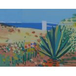 Chris Bushe RSW (SCOTTISH b. 1958) 'Rock Garden - Menorca', mixed media, framed under glass,