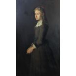 British School, full length portrait of a young girl, oil on canvas, apparently unsigned, framed