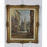 Jan Rawicz (Polish b1914) 'Sunny Corner' oil on canvas, singed, in an ornate gilt frame with T&R