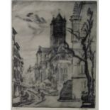 Isobel Hotchkiss (1879 - 1947), Cathedral etching, framed under glass, 18 x 22cm