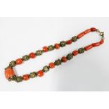 Vintage coral and white metal beads