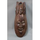 Gabonese wooden fertility wall mask 58cm