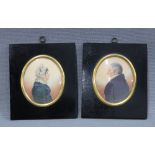 Mrs Campbell & Collector Campbell a pair of portrait miniatures, 10mx 8cm in ebonised frames, 15 x