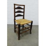 Lancashire ladderback chair with woven rush seat, 91 x 50 x 38cm
