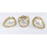 A pair of 14ct gold and pearl earrings, stamped 14k 585 together with a matching dress ring (3)